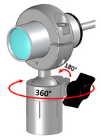 Fixierschraube 360&deg; drehbar und 180&deg; kippbar.
